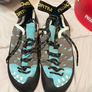 La Sportiva Turquoise and Gray Climbing Shoes